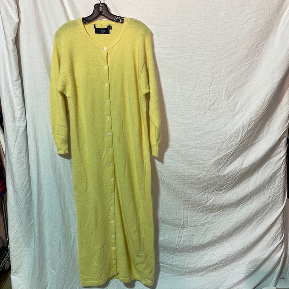 Ralph Lauren sample M long yellow wool button down sweater dress vintage